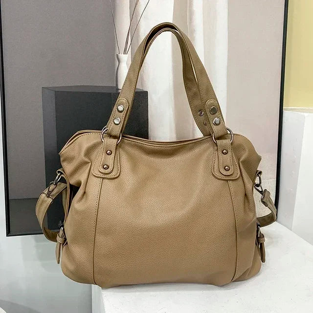 Leather hobo shoulder bag for women