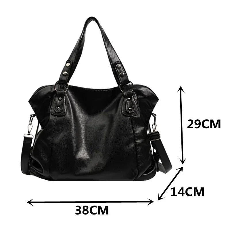 Leather hobo shoulder bag for women