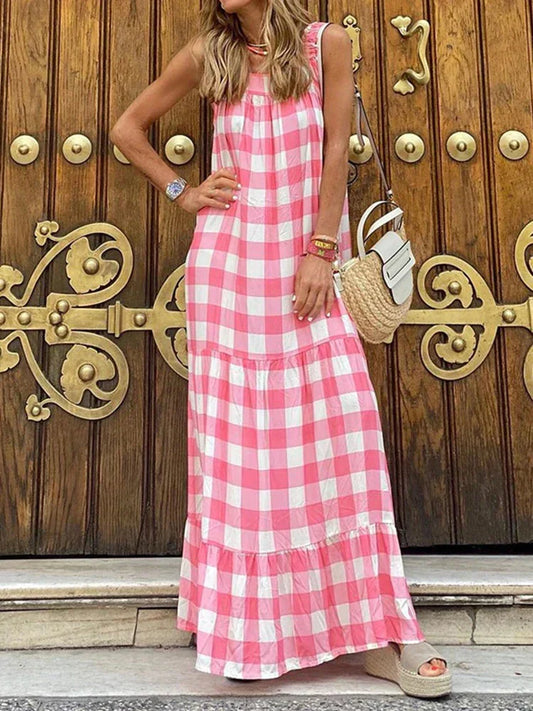 Pink summer boho dress