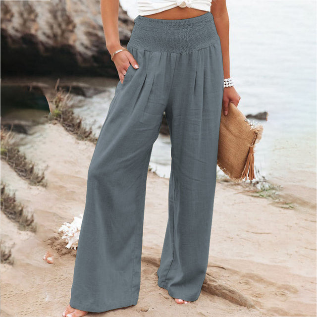 Loose cotton linen trousers