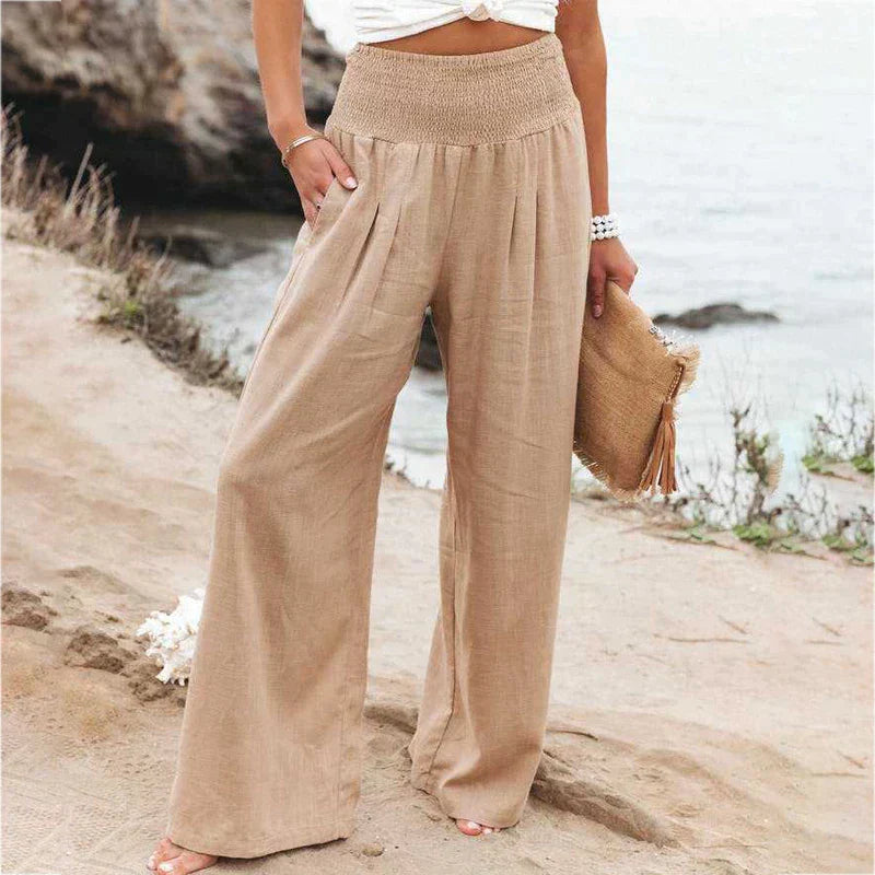 Loose cotton linen trousers