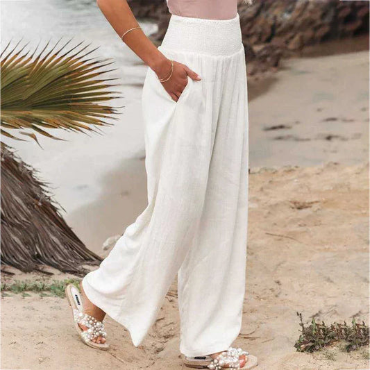 Loose cotton linen trousers