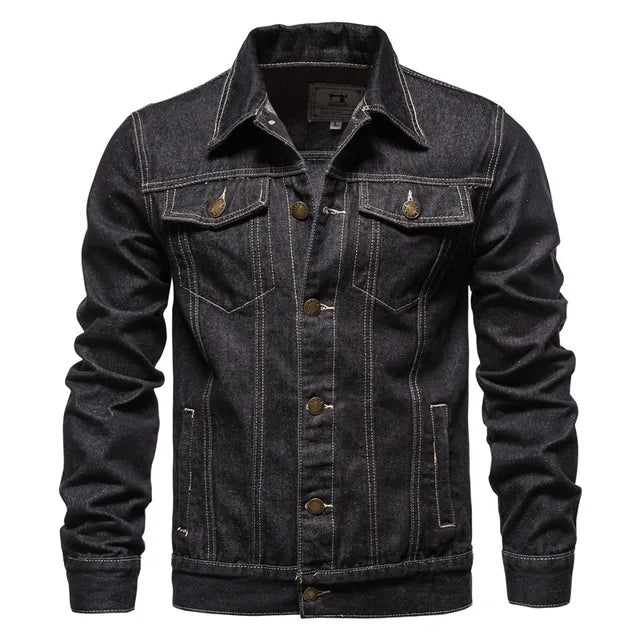 Sport style blue with lapel button men's denim jackets