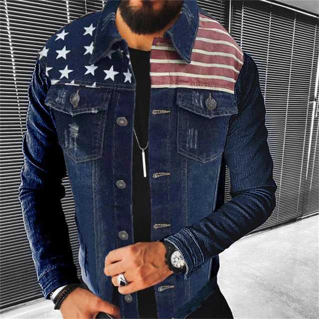 Sport style slim cotton blue men's denim jackets