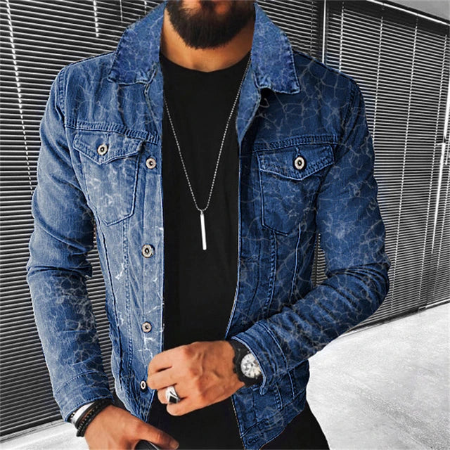 Sport style slim cotton blue men's denim jackets