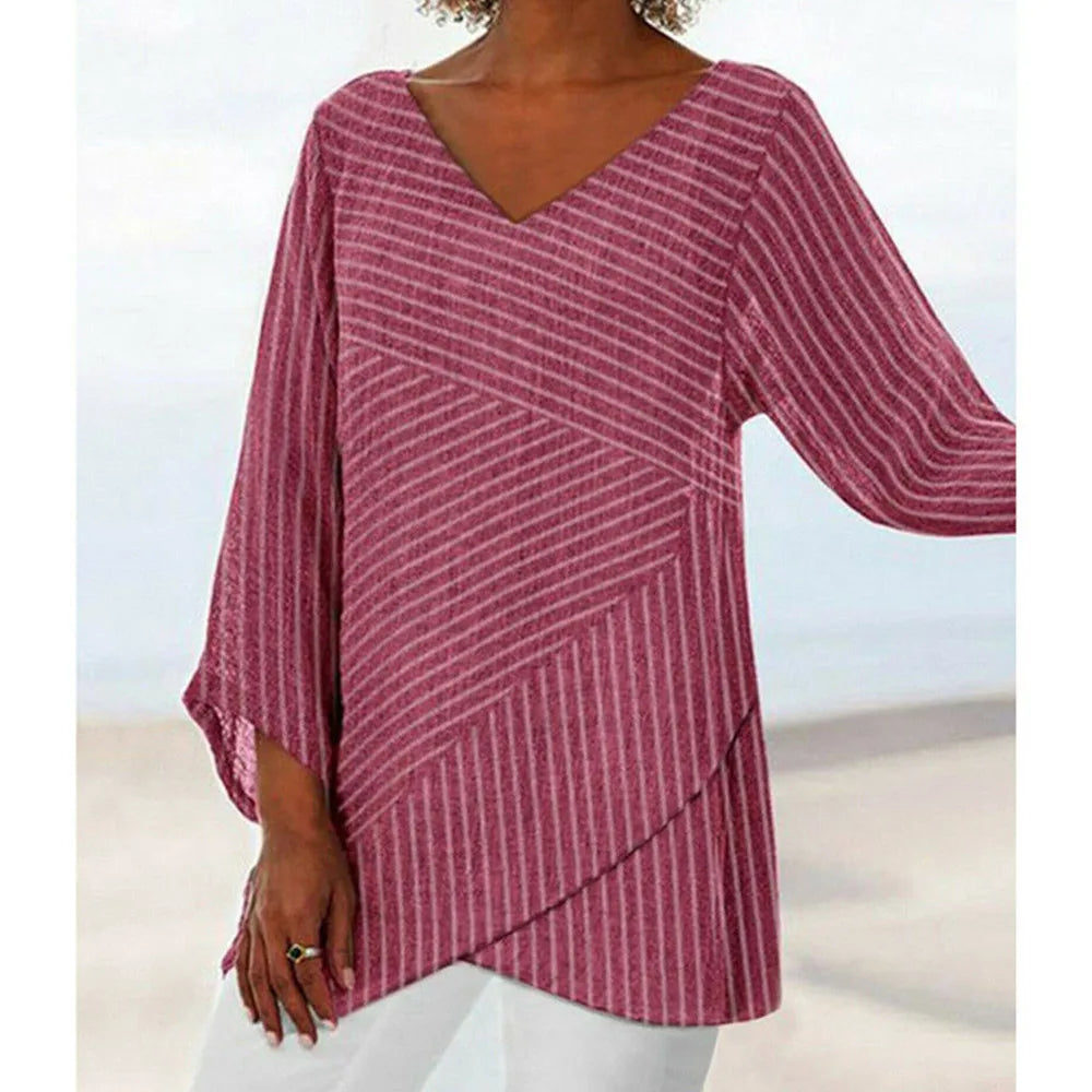 Ladies' striped long-sleeved shirt