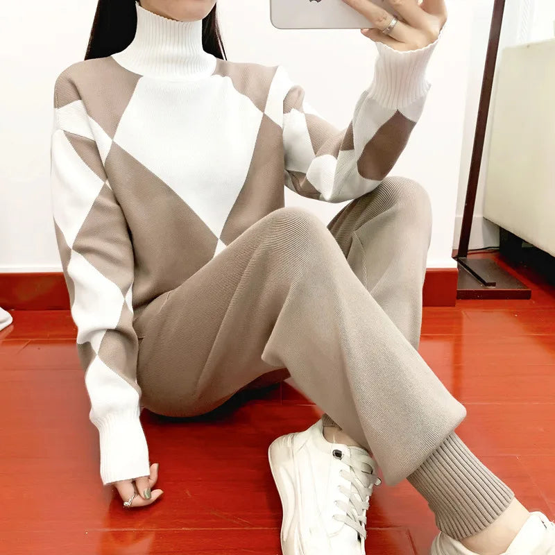 Elegant set soft sweater + long trousers