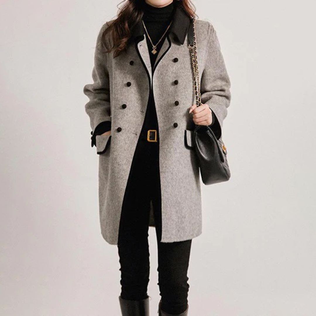 Ladies' long coat with button placket