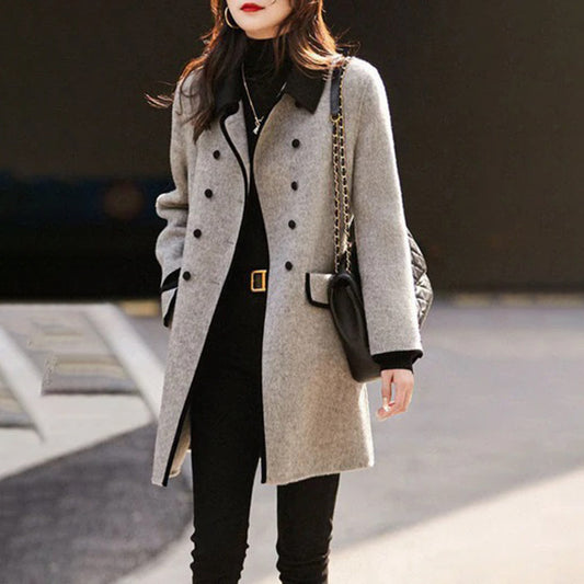 Ladies' long coat with button placket