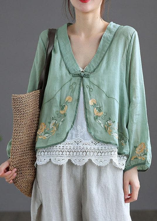 Embroidered cardigan with V-neck