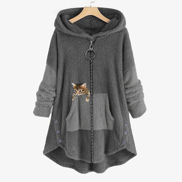 Women's Teddy Coat - Soft Faux Fur - Cute Cat Ears - Cozy and Stylish Outerwear