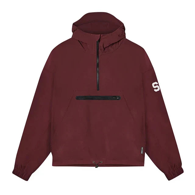 Elegant hooded windbreaker with zip pockets