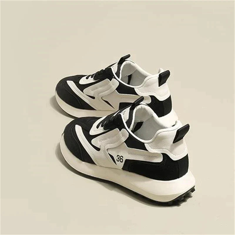 Fashionable chunky trainers with contrasting textures