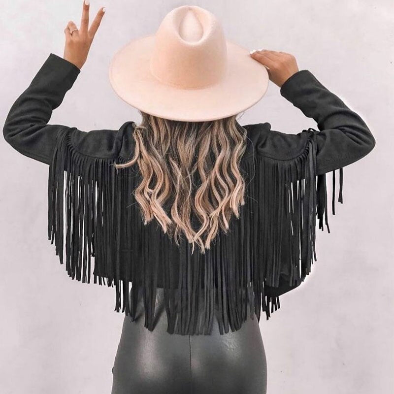 Trendy leather jacket with fringes