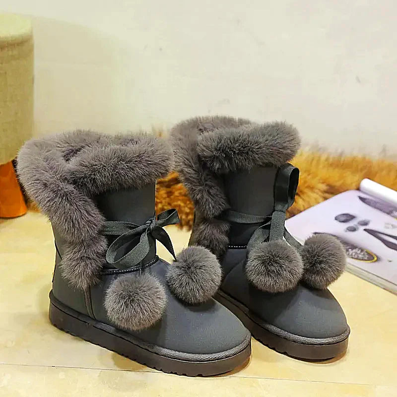 Women - Winter Boots - Elegant Pompon Design - Warm & Stylish Cold Weather Footwear