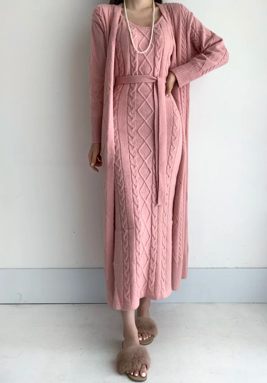 2 piece set knitted dress