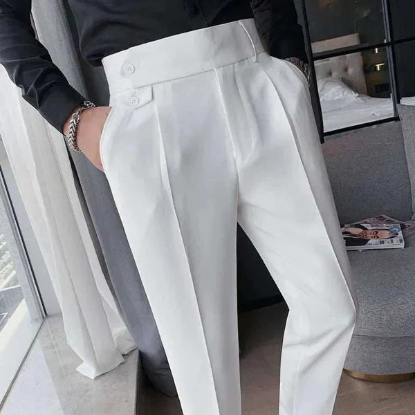 Classic pleated trousers with buckle belt