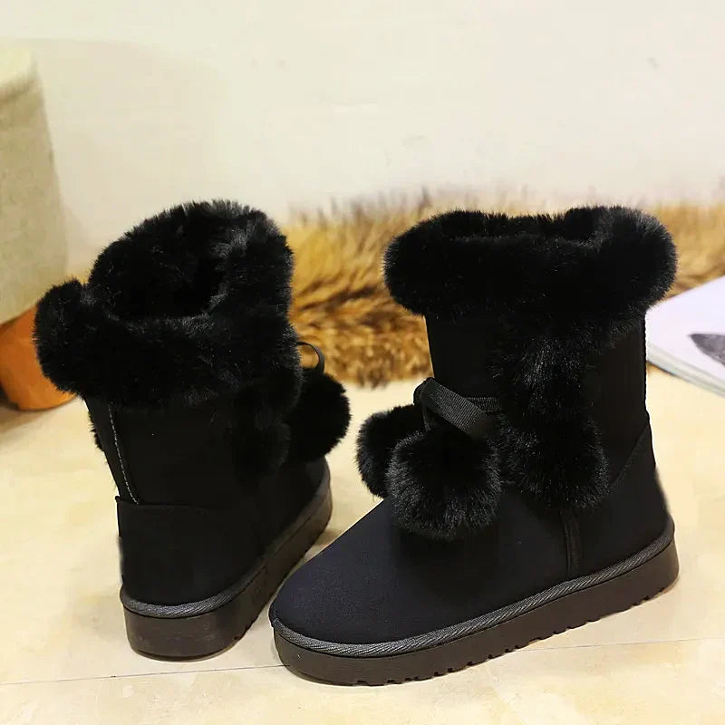 Women - Winter Boots - Elegant Pompon Design - Warm & Stylish Cold Weather Footwear