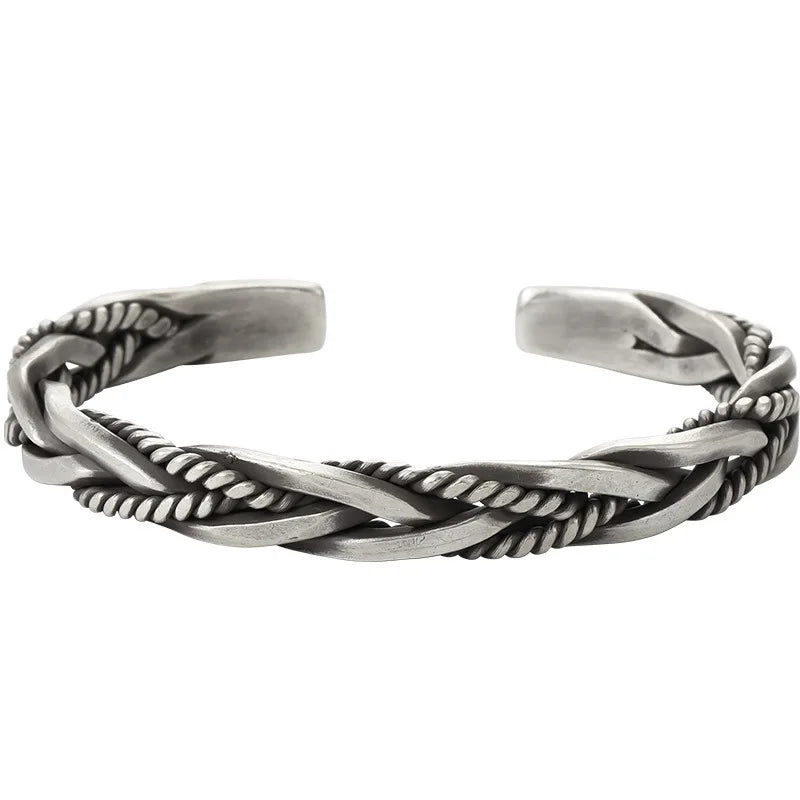 Twisted sterling silver bangle with rope detail