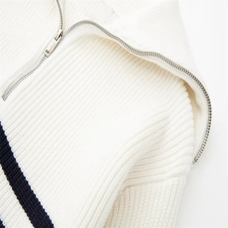 Retro half-zip striped jumper