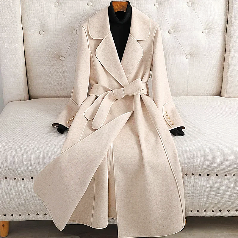 Women - Trench Coat - Stylish Belted Design - Classic & Elegant Outerwear for All Seasons