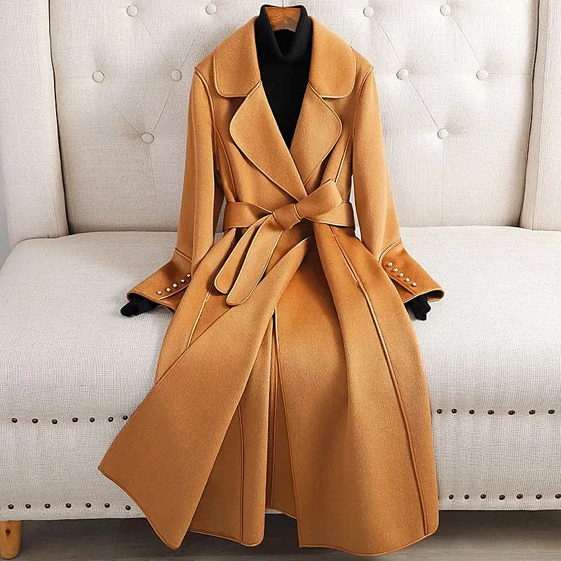 Women - Trench Coat - Stylish Belted Design - Classic & Elegant Outerwear for All Seasons