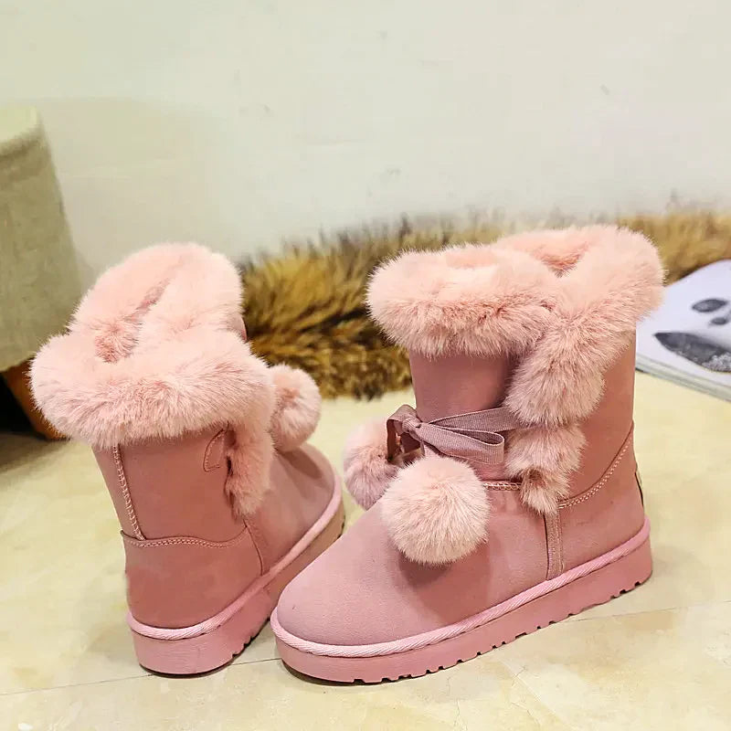 Women - Winter Boots - Elegant Pompon Design - Warm & Stylish Cold Weather Footwear