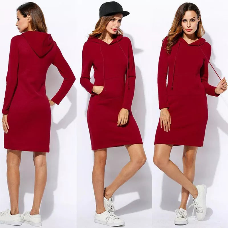 Sweatshirt dress with hood