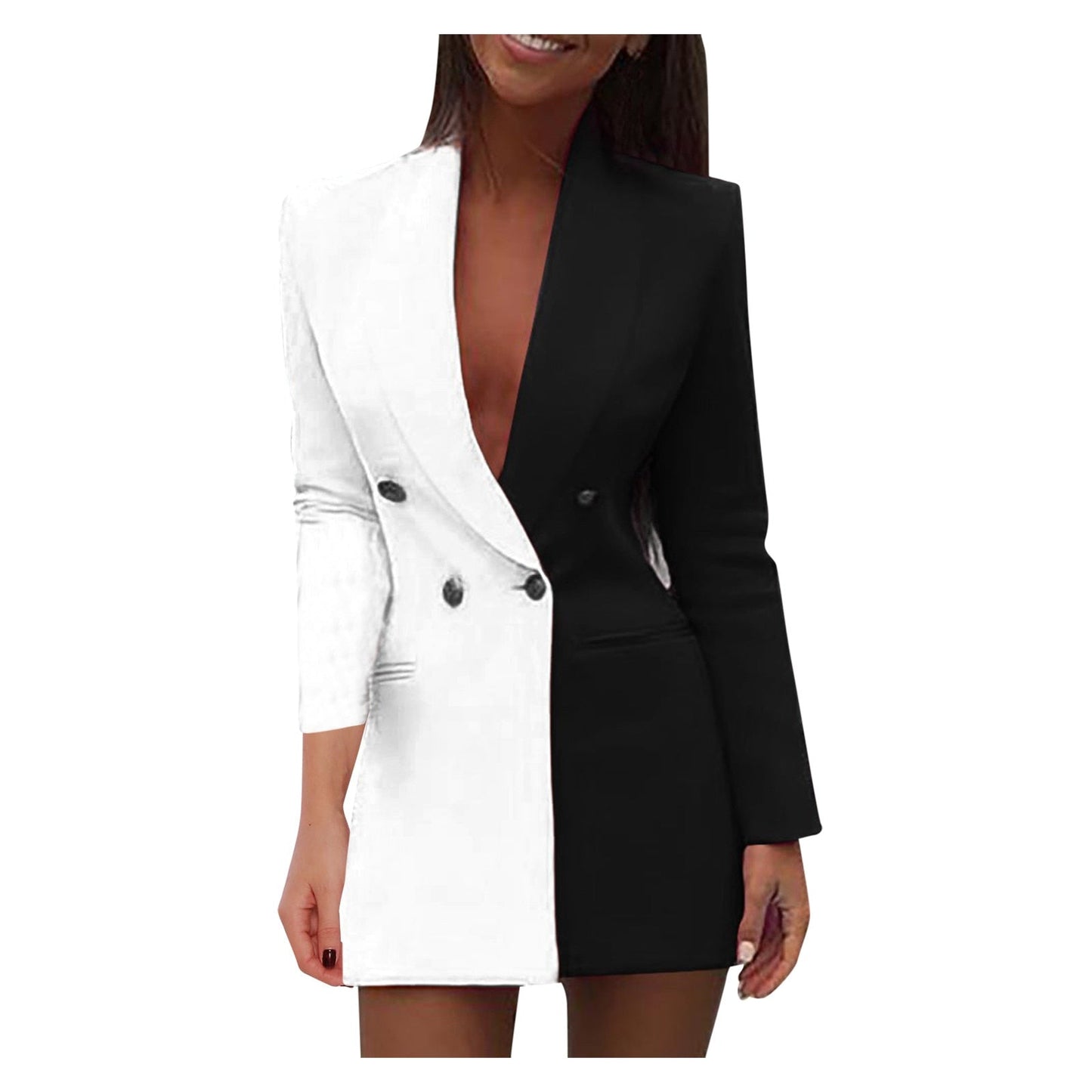 Trendy two-coloured blazer dress