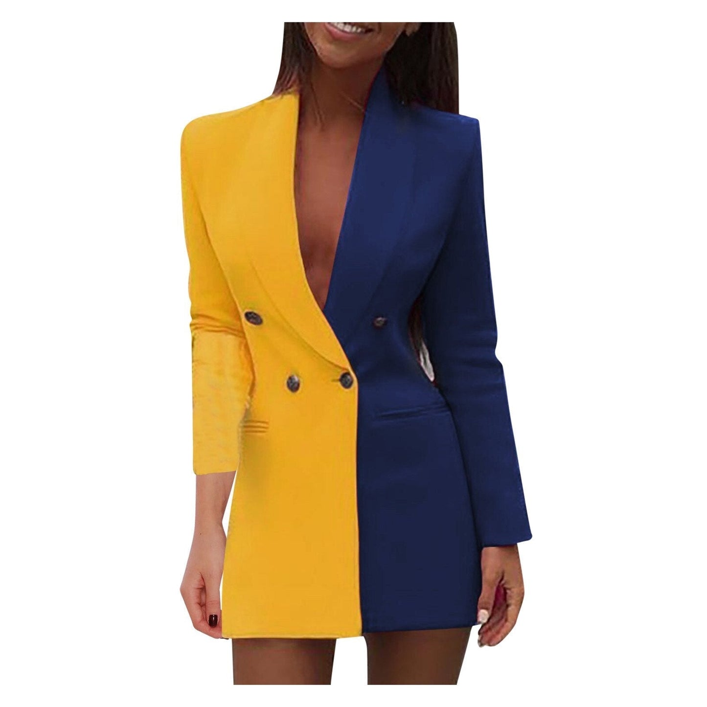 Trendy two-coloured blazer dress