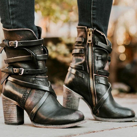 Winter women's leather boots