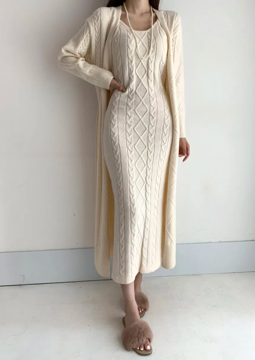 2 piece set knitted dress