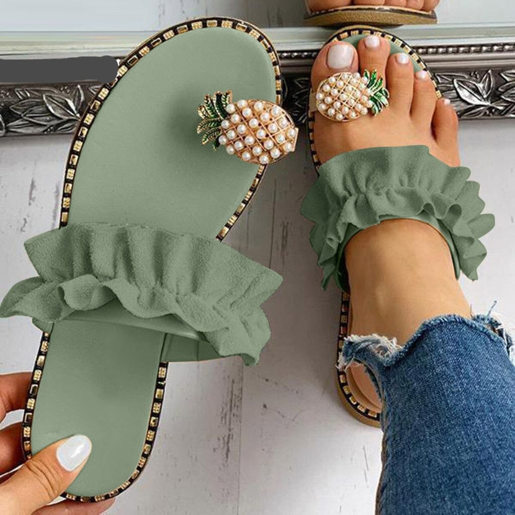 Ruffled sandals with pineapple detail