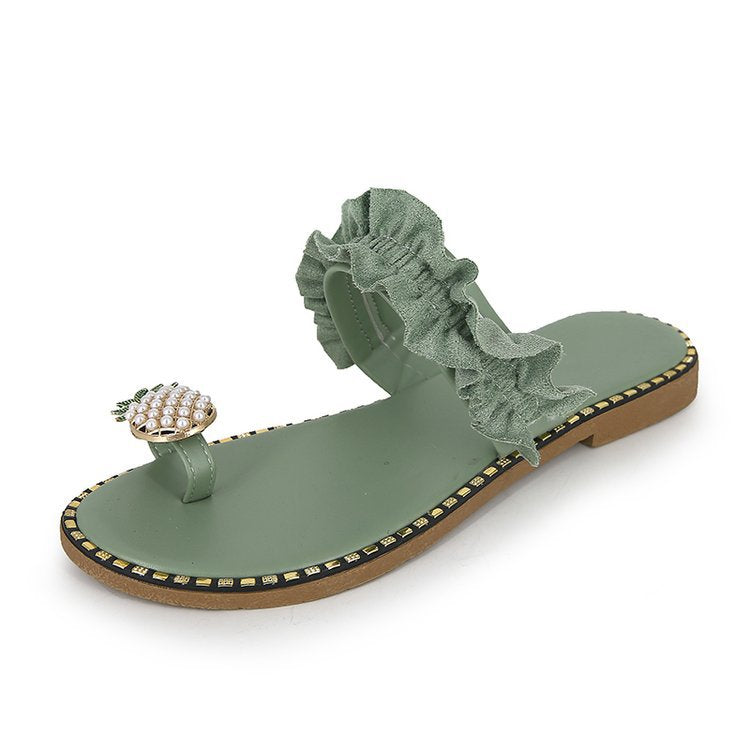 Ruffled sandals with pineapple detail