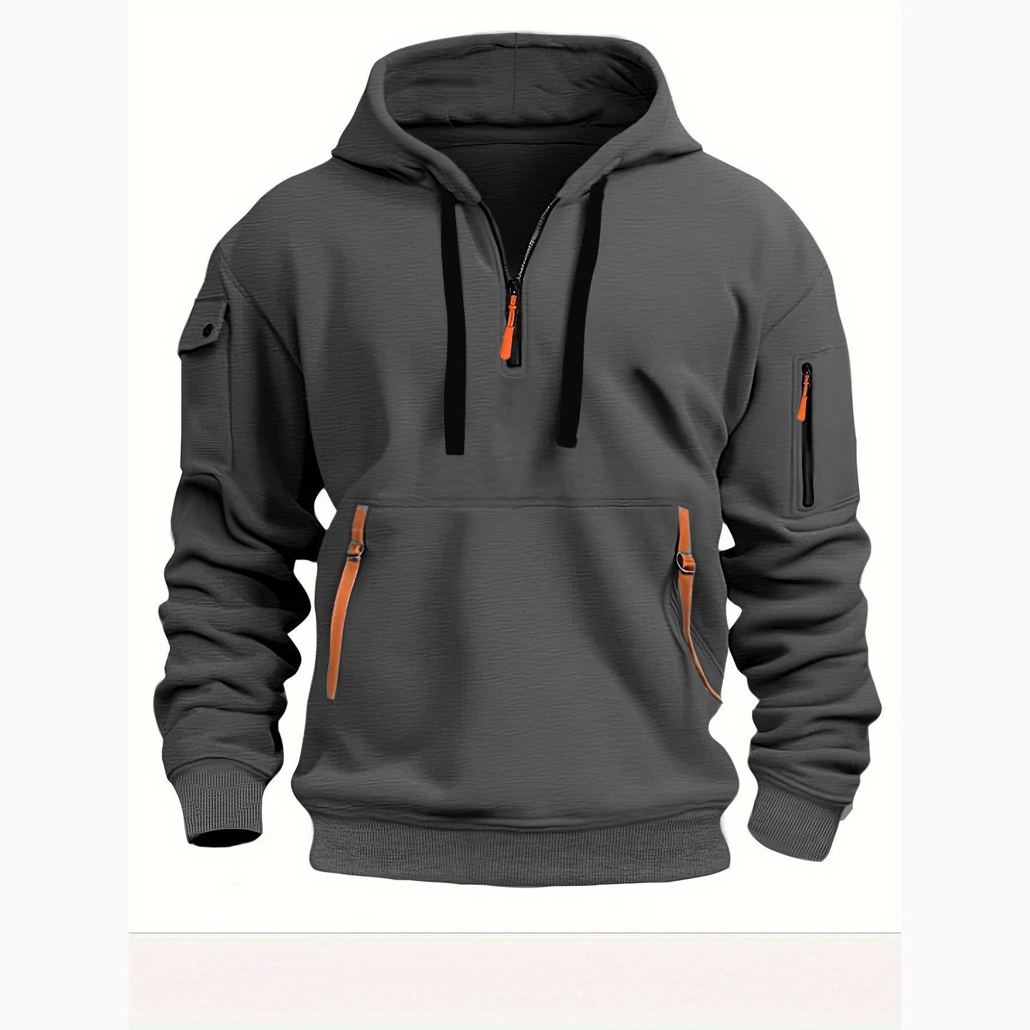 Men - Half Zip Hoodie - Soft Cotton Blend - Comfortable Casual Wear