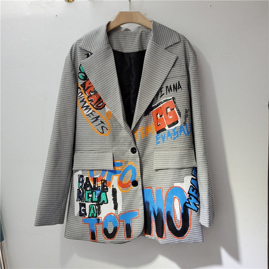 Oversized blazer with text