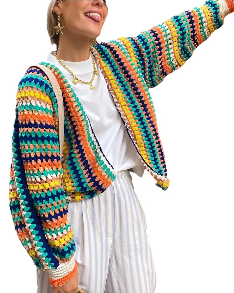 Women - Loose Cardigan - Colourful Lightweight Knit - Cozy Layering Essential