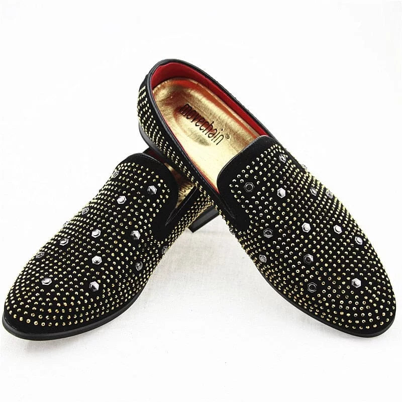 Luxurious loafers with stud embellishments