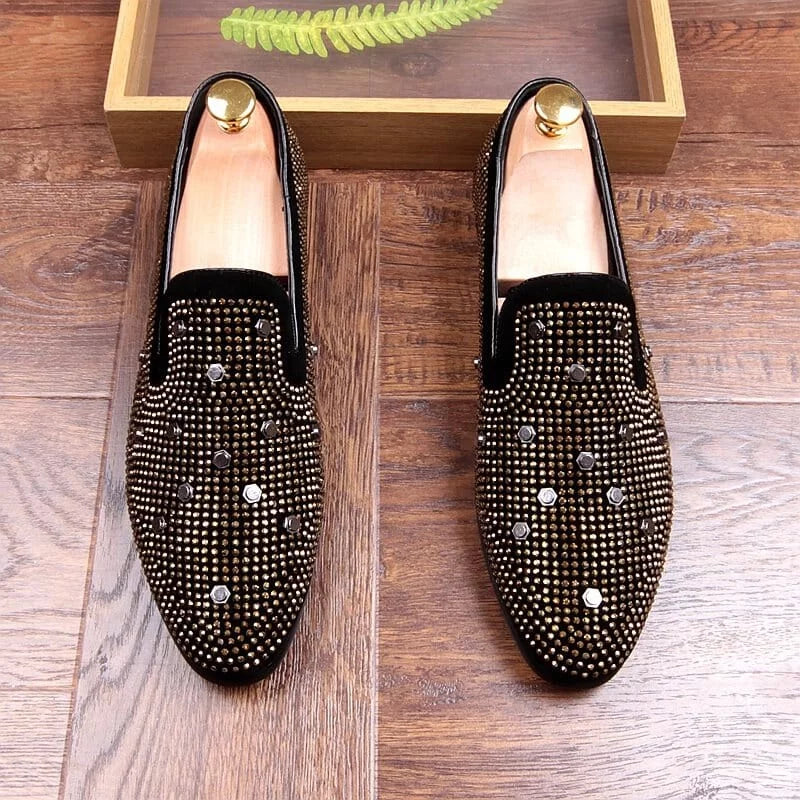 Luxurious loafers with stud embellishments