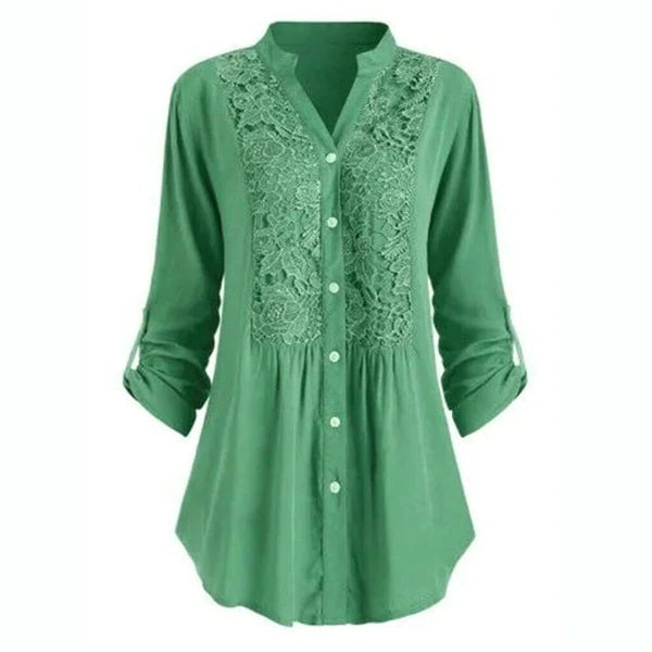 Long blouse with puff sleeves for women