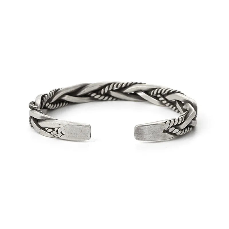 Twisted sterling silver bangle with rope detail