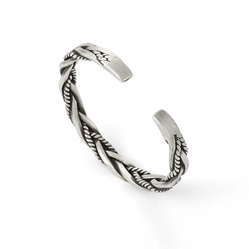 Twisted sterling silver bangle with rope detail