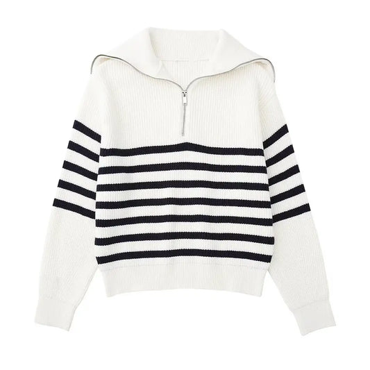 Retro half-zip striped jumper