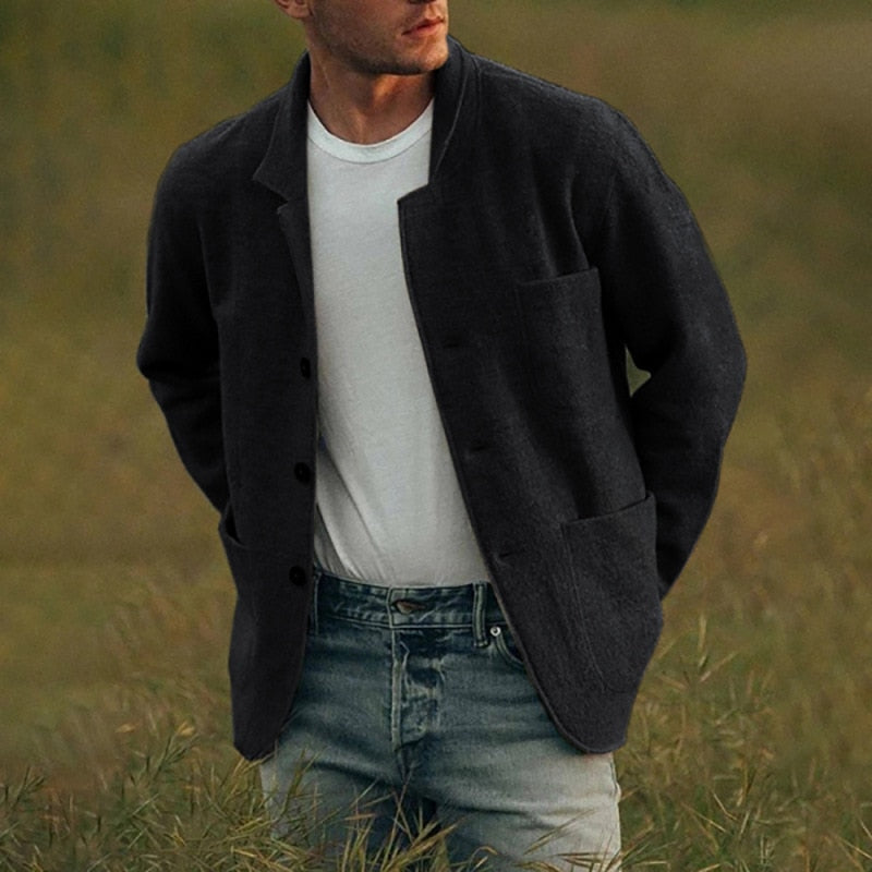 Stylish wool cardigan with button closure for men