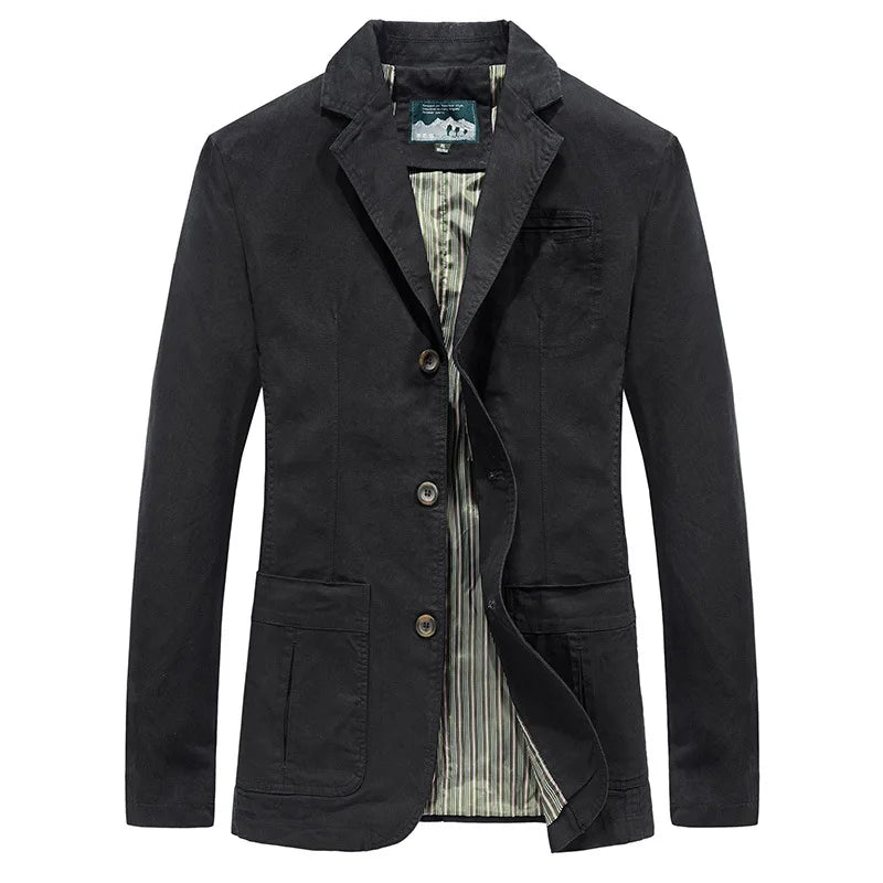 Men's Multi-Pocket Single-Button Blazer