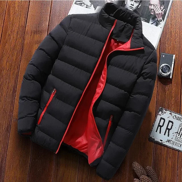 Black with stand-up collar windproof transition jacket for men