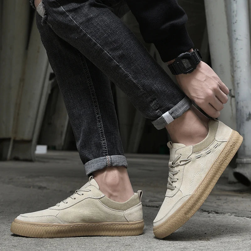 Casual suede sneakers with textured sole