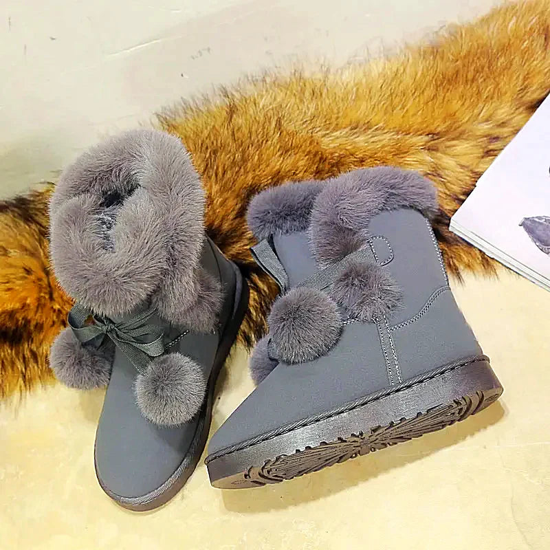 Women - Winter Boots - Elegant Pompon Design - Warm & Stylish Cold Weather Footwear