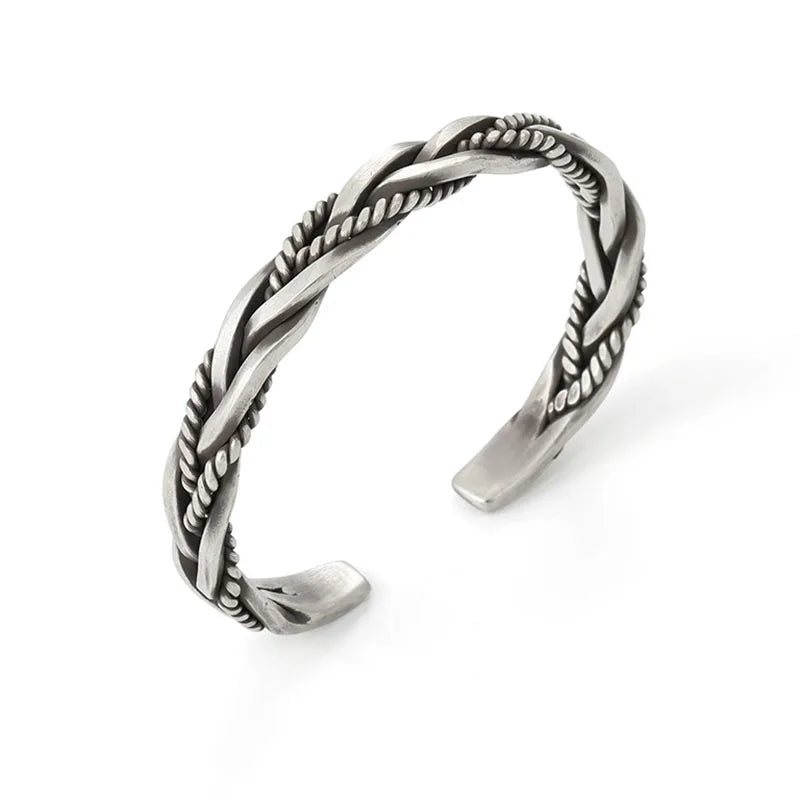 Twisted sterling silver bangle with rope detail