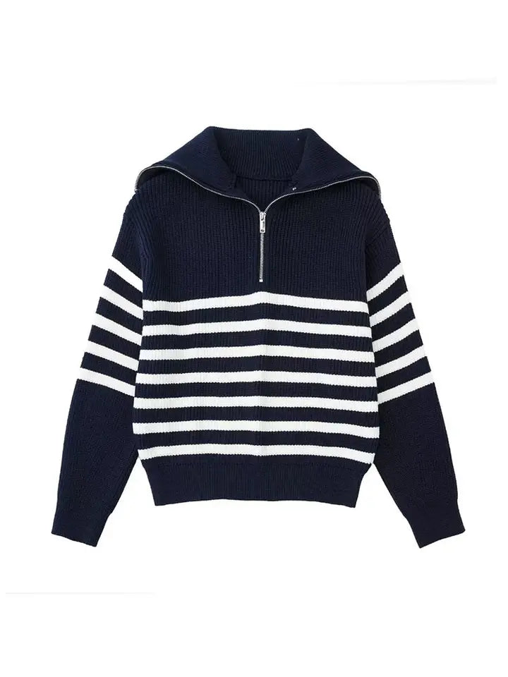 Retro half-zip striped jumper